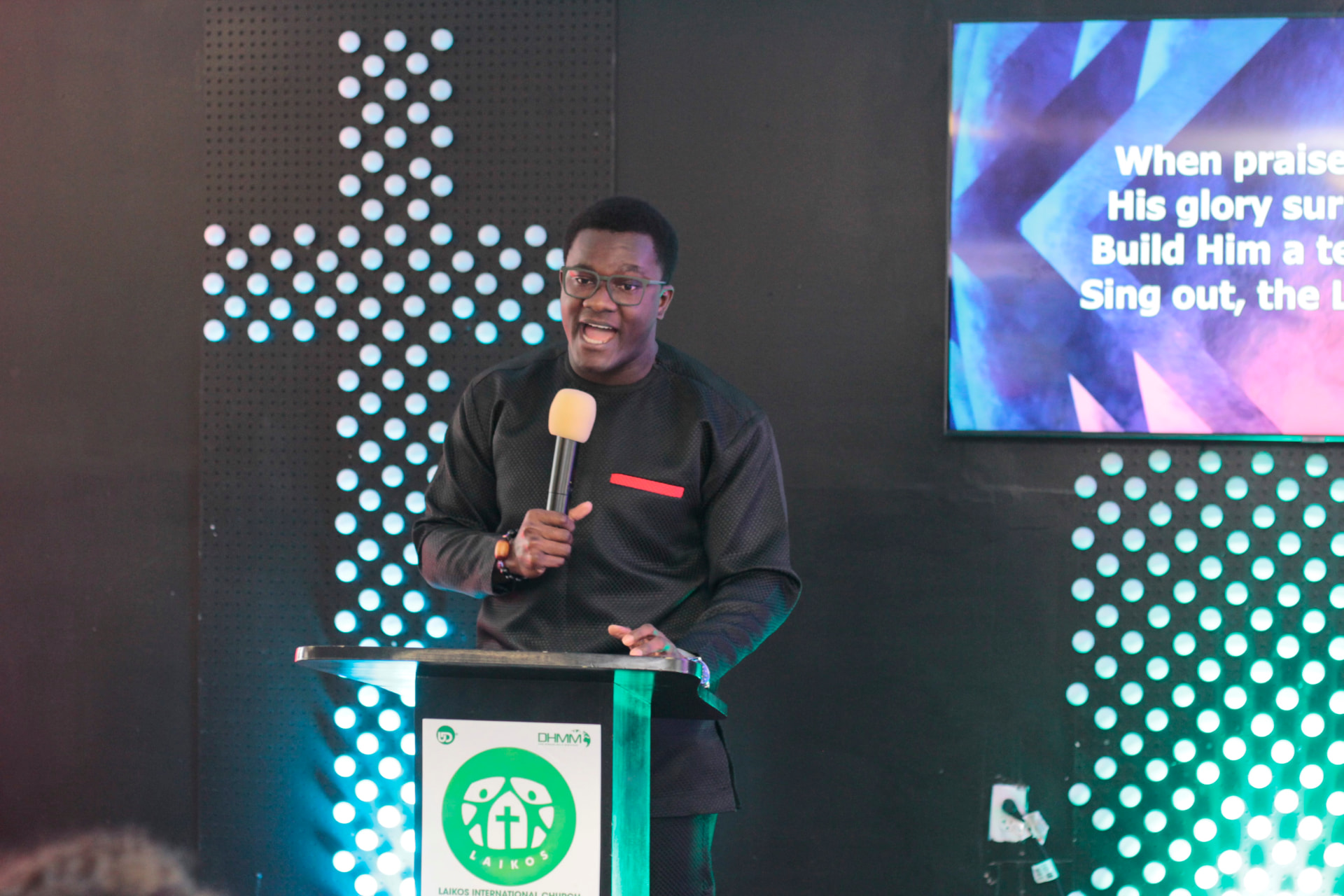 Gabriel speaking at a church gathering
